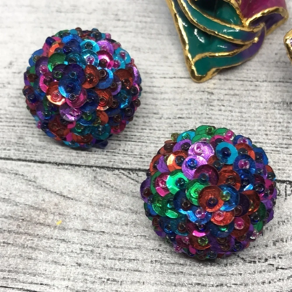 Vintage 80's colorful vibrant funky earrings statement party